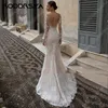 roddrsya Romantic V-Neck Appliques Mermaid Wedding Dr Elegant Lg Sleeve Tulle Bridal Gowns New Detachable Train Bride Gown Z2zQ#