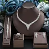 Collana Orecchini Set Zirconia Africa 4 pezzi Luxury Bridal Wedding Dubai CZ Bracciale ad anello e per le donne Accessori da ballo