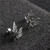 Boucles d'oreilles Style Punk feuilles couleur argent titane acier moulage personnalité hommes femmes épais Earpin Piercing bijoux