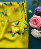 Abito sottoveste da donna vintage con stampa di fiori e uccelli stile corte Abito estivo con cinturino in seta lavaggio sabbia con taglio obliquo giallo senape