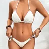 Women's Swimwear Strappy Slit Skirt Cover-up Set Mesh Stylish 3pcs Bikini With Lace-up Briefs Cover Up For A