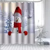 Rideaux de douche personnalisés de neige personnalisé Santa Claus Funy rideau Polyester Tissu Tissu de salle de bain étanche avec crochet 150x180cm