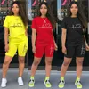 Pantalons deux pièces pour femmes Été femmes deux pièces ensemble vêtements de sport t-shirts et shorts dames décontracté col rond pull court Slve T-shirt survêtement décontracté T240330