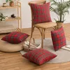 Pillow Decoration Christmas 2024 Cover Plaid Cotton Letter Embroidery Throw For Living Room Party Home Decor