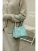 New Chinese style bucket bag, wing bag genuine leather portable vegetable basket bag, 2024 new single shoulder underarm bag, women leather crossbody bag pink blue