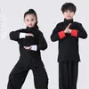 Nya pojkar flickor Martial Arts Practice Clothing Chinese Kung Fu Tai Chi LG Sleeve Stage Performance Costume Top+Pants Set D5TX#