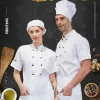 Koch Uniform Ärmel Unisex Frauen Hemden Mantel Kurze Stickerei für Chef Männer Service Lebensmittel Bäckerei Jacke Hotel Restaurant Kellner 23AL #
