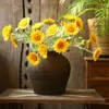 Decorative Flowers 1pc Artificial Sunflower 3 Heads/bunch Flower Arrangement Silk Home Decor Diy High Quality