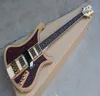 Factory 4 Strings Electric Bass Guitar with Engraving PatternGolden HardwaresWhite Binding4 Pickupscan be customized6789276