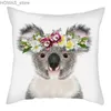 Kudde 45x45cm söt koala kudde täcker tecknad djur soffa säte lumbal hem dekoration y240401