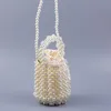 Feito à mão frisado tecido redondo pulseira saco 2022 nova cor pérola saco fi menger bolsa de ombro feminino designer bolsa 27ta #