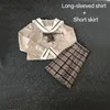 School Dres Japonais College Middle School Uniforme pour filles JK Uniformes Lady Sailor Suit Tea Brown Couleur Plaid Jupe plissée j2e4 #