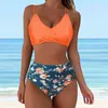 Vintage High Waisted Brief Two Piece Bikini Set Ruched Swim Suit Women Push Up Y2k Swimwear Luxury Cover Spring Summer Beach 240321