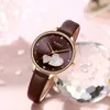 Relojes CURREN, reloj de pulsera de cuarzo de cuero de moda para mujer, encantador reloj femenino con diamantes de imitación, Zegarki Damskie 240323
