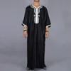Etnische kleding Moslim man Kaftan Marokkaanse mannen Jalabiya Dubai Jubba Thobe Katoen lang shirt Casual Jeugd Zwart gewaad Arabische kleding Plus Otezi