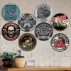 Motorcycle Round Plaques Vintage Metal Tin Signs Speed Racing Biker Culture Metal Plate Retro Wall Decor Moto Club Garage