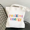 women Positive Shoulder Bag Energy Girl Power Cute Retro Bags Harajuku for Shop Canvas Handbag Fi Tote Lady Handbags D1Zz#