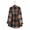 Womens Plus Size Shirts Casual Kleding Herfst Winter Ctrast Kleur Plaid Vintage Casual Lg Mouw Cott Blouses 35gR #