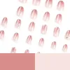 Faux ongles 24pcs femme amande faux ongles dégradé couleur fard à joues rose court artificiel pour les femmes et les filles activité de fête