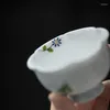 Чашки и блюдца 2 шт./компл., керамическая чайная чашка с ручной росписью в виде ромашки, японская чашка с лепестками на высокой ножке, дегустационная чайная кружка, чайный набор Master Chazhan 40 мл
