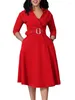 Casual Dresses 3xl Plus Size Spring Autumn Women Elegant Office Midi Ladies Bodycon V-Neck Female Fashion Sexy Work A-Line Dress