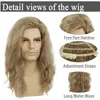 nxy vhair wigs gnimegil synthetic long cor for man blonde wave hair wig men cosplayハロウィーンコスチュームナチュラルスタイルパーティー男性ギフト240330