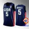 Maillot de basket-ball de l'équipe de la Coupe du monde 2023 des États-Unis Anthony Edwards Brandon Ingram Paolo Banchero Mikal Bridges Jalen Brunson Jaren Jackson Jr. Hot