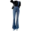 Jeans pour femmes 2024 Femmes coréennes Y2K Taille haute Flare Bleu Mode Indie Side Split Denim Pantalon 90s Esthétique Slim Sexy Crayon Pantalon