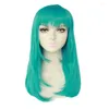 Perruque synthétique mi-longue et lisse de 45cm pour femmes, fournitures de fête, Anime Bulma, Costume vert japonais