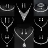 Valuable Lab Diamond Jewelry set Sterling Silver Wedding Necklace Earrings For Women Bridal Engagement Jewelry Gift R2Vk#