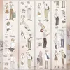 Cadeau cadeau Yi'er She et He Washi / PET Tapes Vintage Transparent Masquage Scrapbooking Autocollants Collage Matériaux 5 mètres / rouleau