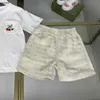 Clássicos bebê fatos de treino verão meninas t-shirt terno crianças roupas de grife tamanho 100-150 cm bordado cereja camiseta e shorts 24mar