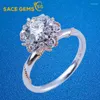 Cluster Rings SACE GEMS GRA Certified 1ct Moissanite Ring VVS1 Lab Diamond Solitaire For Women Engagement Promise Wedding Band Jewelry