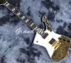 Custom Ordinary White Mirror Crack 6 String Electric Guitar Gold Mirror Veneer1002541