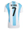 Argentinas 3 Star Soccer Jerseys Final 2023 2024 Enzo Alvarez di Maria Messis Shirt Football Shirt Maradona Martinez 24 25 De Paul Dybala Men Kids Kit