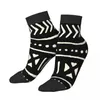 Chaussettes pour hommes Tissu de boue africaine Noir et blanc Cheville Mâle Hommes Femmes Bas d'été Polyester