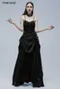 Casual Dresses PUNK RAVE Women's Gorgeous Gothic Bat Wedding Long Dress Burnt Velvet And Shiny Pleated Fabric Wide Hem Attractive