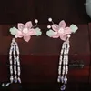 Hair Clips Barrettes Sweet Flower Pearls Long Tassel Hairpin Hanfu Clip Girl Traditional Baby Headdress Handmade Drop Delivery Jewelry Otx4M