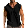 Regatas masculinas camisetas masculinas com decote em v colete resistente ao desgaste respirável casual cordão durável fitness com capuz esportes moda
