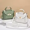 elegant Buckle Decor Handbag, Women's Solid Color Crossbody Bag, Braided Details Flap Purse For Work 722F#