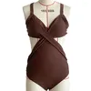 Women's Swimwear Sexy Triangle Cup Monokini Stylish Halter One-piece Swimsuit With Tummy Control High Waist For Summer