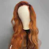 Nxy vhair wigs rongduoyi orange brun färgad lös vågig syntetisk lång naturlig hår spets front peruk för kvinnor dagligen makeup användning 240330