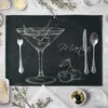 Table Mats Placemat For Dining Fabric 30x40cm Vegetable Black Color Party Wedding Festival Home Decor