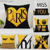 Oreiller mode lettres jaunes couverture Art vie décoration de la maison salon canapé siège de bureau coussin lombaire Y240401