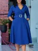 Abiti casual 3XL Plus Size Primavera Autunno Donna Elegante Ufficio Midi Donna Aderente Con scollo a V Moda femminile Abito sexy da lavoro A-Line