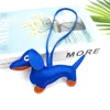 Porte-clés classique mignon chiot chien sac de voiture pendentif porte-clés mode PU cuir teckel anneau accessoires
