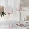 Vinglasögon rosa högfotade rött glas snyggt sned lutande mun champagne cup lyxbägare koppar hem kök parti tillbehör