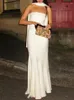 Casual Dresses Trägerloses langes Frauen-Sommer-Abendkleid mit Schal aus der Schulter, rückenfrei, figurbetontes Kleid, weiblich, elegante Party-Vestidos