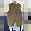 Coletes femininas 2024 outono desgaste moda coreana colarinho terno colete casaco irregular costas divididas sem mangas kam ombro para mulheres