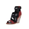 Sandalen Zomer Zwart Wit Mode Vrouwen 4 Inch Ronde Neus Hoge Wiggen Hak Kantoor Dame Schoenen Plus Big Size 11 43 46 48